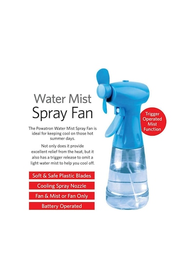 Sulu Fan Vantilatör Serinletici Mini Klima Yüz Soğutma Fanı 350 Ml Su Tankı Pilli Water Spray Fan