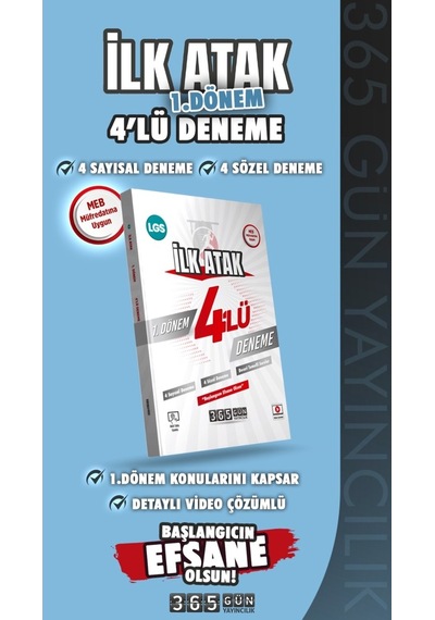 365 Gün Yayıncılık Lgs İlk Atak 1. Dönem 4 Lü Deneme
