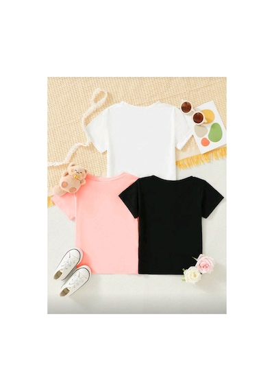 Stil X Yeniz Sezon 3' Lü Takım Kız Çocuk Tshirt, Çok Renkli, %100 Pamuk Çok Renkli-2