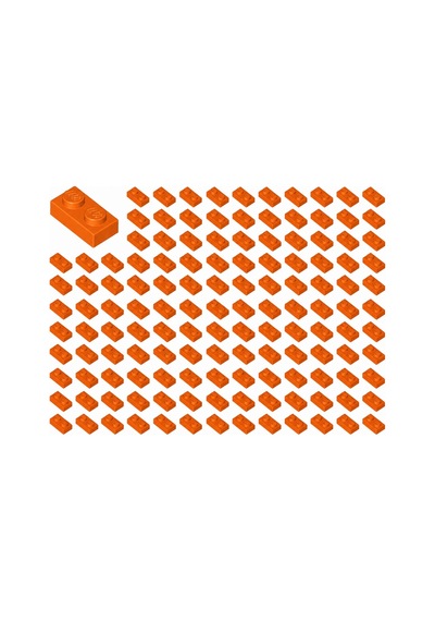 Yedek Parçalar: Plate 1x2: 100 Adet 1x2 Plate Parts Plaka Parçası Kırmızımsı Turuncu - Reddish Orange 3023