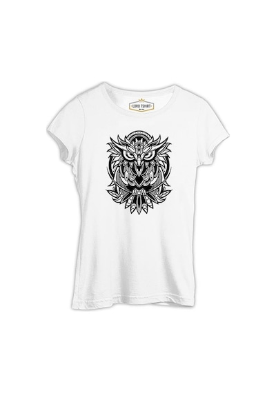 Owl İn Tribal Style Beyaz Kadın Tshirt 001