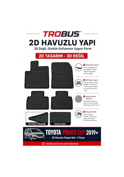 Trobus Toyota Proace City 2019 Ve Sonrası 7 Koltuk 2d Havuzlu Paspas