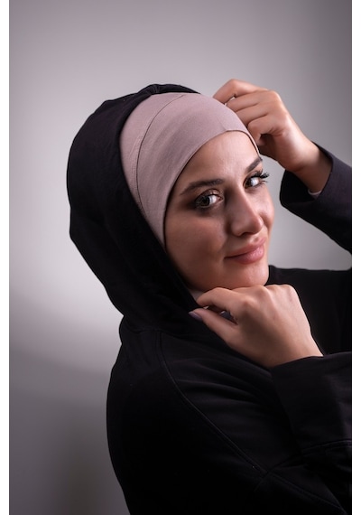 Hürrem Bone Vizon Pratik Hazır Geçmeli Bone Viskon Kumaş Hijab Spor 2106_10 Vizon