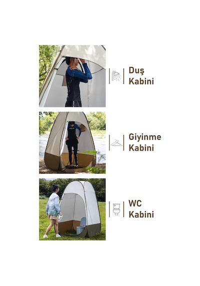 Otomatik Kamp Çadırı -kabin Çadır - Duş / Giyinme / Kamp Tuvalet Çadırı 115x115x190 Bej