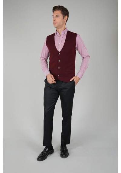 Bisse Bordo Düz Triko Yün Erkek Yelek Tryl24k24203 D25 Bordo Bisse Bordo Düz Triko Yün Erkek Yelek Tryl24k24203 D25 Bordo