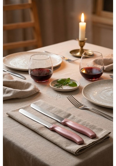 Makri Home Makri Home 2'li Ultra Keskin Tırtıklı Bıçak Seti, Pembe 22 Cm Paslanmaz Çelik Beyaz - Pembe