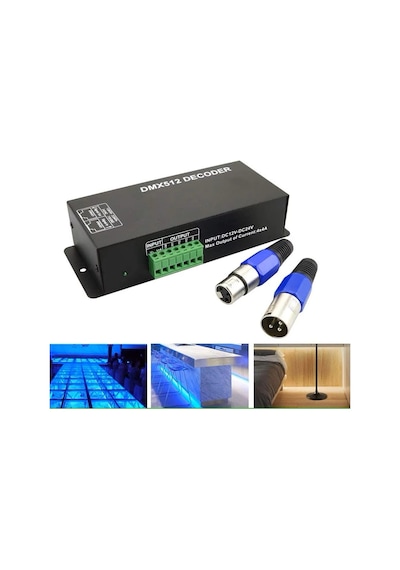 Dmx-512 Dekoder Dijital Ekran Dimmer Sürücü Rgbw 4 Kanal Led Kontrol Cihazı Şerit Band Dc12v-24v 348w
