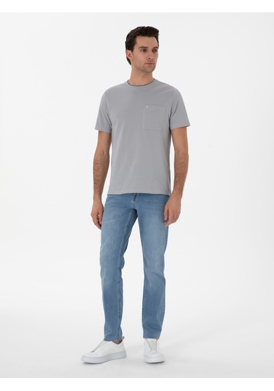 Taş Regular Fit Cepli T-shirt Gri