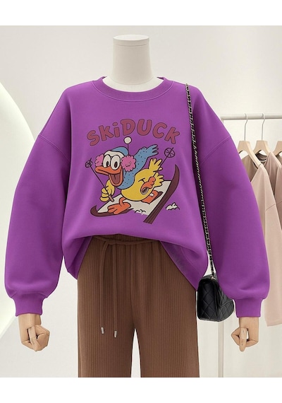 Benroma Skiduck Baskılı Unisex Sweatshırt Çok Renkli