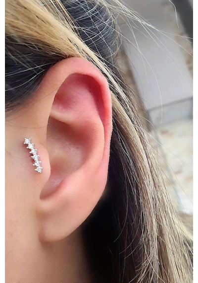 Pırlanta Parlaklığında Zirkon Taşlı 925ayar Gümüş Tragus Kıkırdak Helix Piercing 52103042