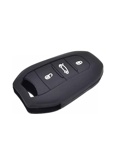 Autohan Keys Citroen C4 C5 C3 Aircross İçin Silikon Anahtar Kılıfı, Siyah, 3 Düğmeli, Anahtarsız Çalıştırma Uyumlu, Koruyucu Kılıf