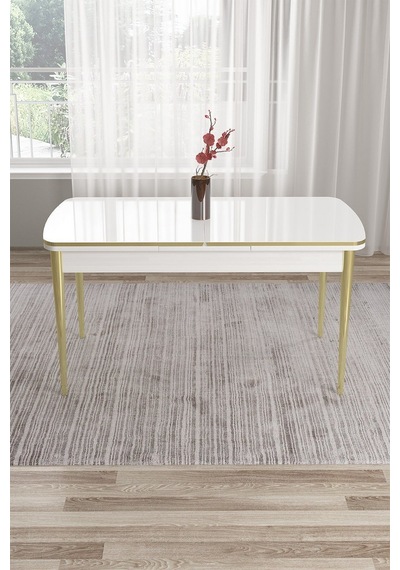 Canisa Edaf Serisi 80x132 Açılabilir Beyaz Mutfak Masa Takımı 4 Krem Sandalye Gold Detay Masa Beyaz Sandalye Cappucino Ayak Gold Canisa Edaf Serisi 80x132 Açılabilir Beyaz Mutfak Masa Takımı 4 Krem Sandalye Gold Detay Masa Beyaz Sandalye Cappucino Ayak Gold
