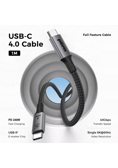 Yediseven Usb 4 Görüntü Kablosu 8k60hz Thunderbolt Uyumlu 1m
