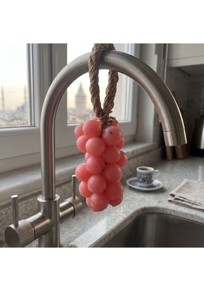 Mis Kokulu Dekoratif Salkım Üzüm Sabunu - Şeffaf Pembe Renginde Hediyelik Ve Çeyizlik Lavanta