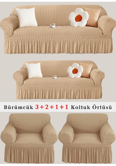 StarMall Bürümcük Koltuk Örtüsü, Berjer, Çekyat Kılıfı 3211 Takım Bej