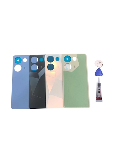 Tecno Camon 20 Siyah Arka Kapak Batarya Kapağı Pil Kapağı Yapışkan Ve Sökme Aparatıyla Beraber Full Set Siyah