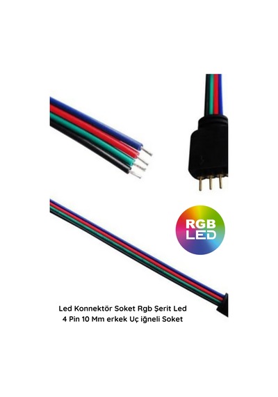 70 Adet Led Bağlantı Konnektör Soket Rgb Şerit Led 4 Pin 10 Mm Erkek Jumperlı İğne Uç