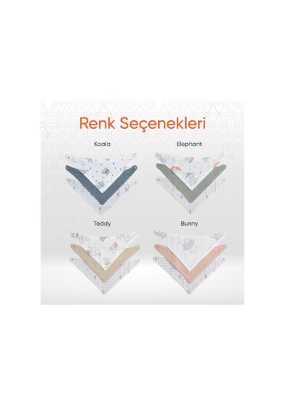 Hero 3'lü Bebek-çocuk Fular Önlük Seti Bunny Çok Renkli