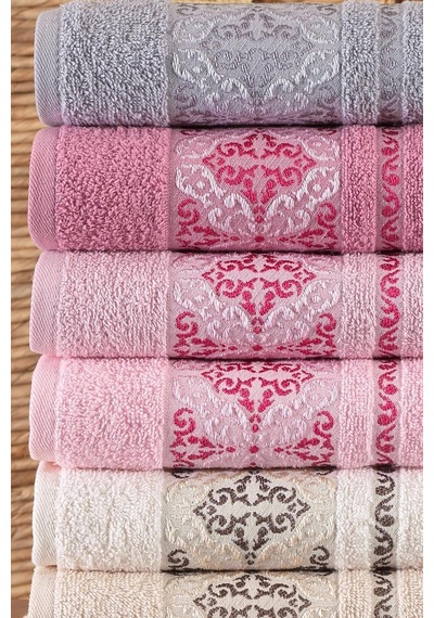 Damask 50x90 Cm 6 Lı Antibakteriyel El Ve Yüz Havlusu Pamuklu Renkli