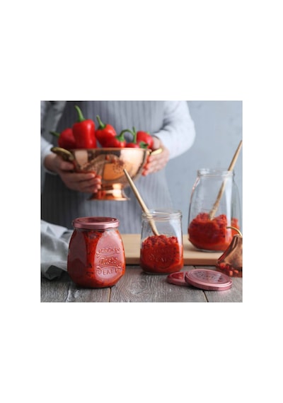 Lav Tasty Cam Kavanoz Tekli Orta Boy 550 ml Metal Kapaklı (Erzak Saklama/Turşu Kavanozu )