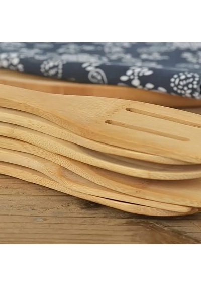 Aee 5'li Büyük Boy Doğal Bambu Kaşık Spatula Mutfak Tahta Kaşık Seti 30cm