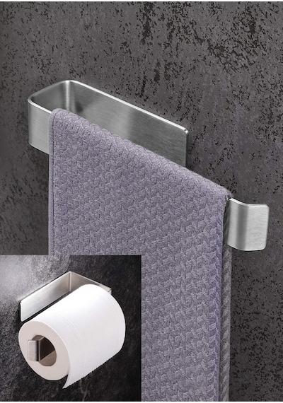 Deltahome Paslanmaz Çelik Havluluk Ve Tuvalet Kağıdı Askısı Set Inox Kendinden Yapışkanlı Anında Kolay Montaj Çok Renkli
