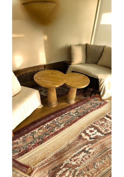 Simillo Wood Ahşap 2'li Set Konik Model Mantar Yan Sehpa Modern Fiskos / Koyu Cev Kod:2159460512204 Koyu Ceviz