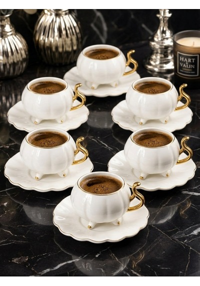 Acar Britton 6 Lı Porselen Kahve Fincan Takımı Gold 90 Ml 09411