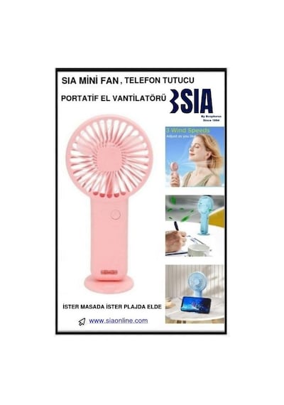 Mini Fan,telefon Tutucu,portatif El Vantilatörü Beyaz 9,3x19cm