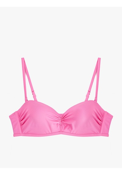 Koton Drape Detaylı Çıkarılabilir Askılı Straplez Bikini Üstü Pembe 6sak10009mm Gül