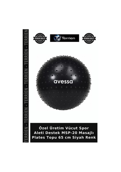 Özel Üretim Vücut Spor Aleti Destek Msp-20 Masajlı Plates Topu 65 Cm Siyah Renk
