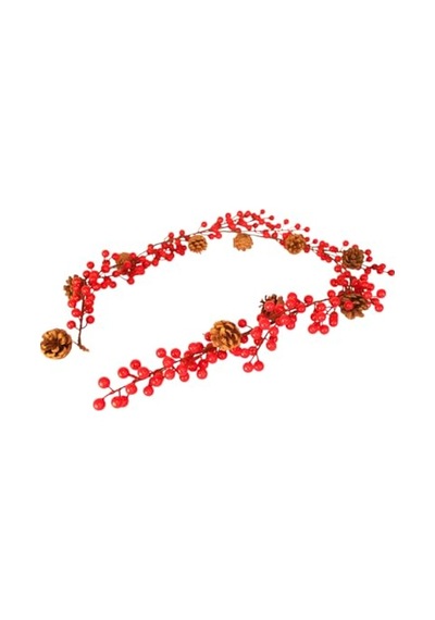Ayrex Yılbaşı Lüks Dekor Süsleri Lüks Kokina Garland 150cm Kokina Kozalaklı Berry Şerit Süsler Genel