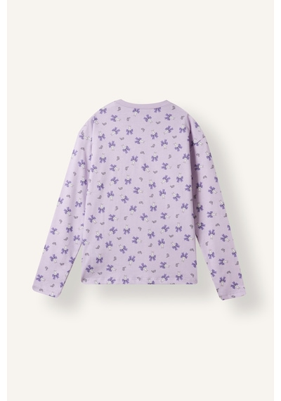 Defacto Uzun Kollu Üst Elastik Bel Alt Kelebek Desenli 2li Pijama Takımı Kız Çocuk I6090a826wnpr143 Mor-pr143
