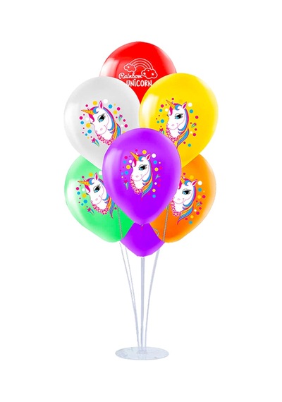 Balon Standlı. 7 Adet - Unicorn Rainbow Balon