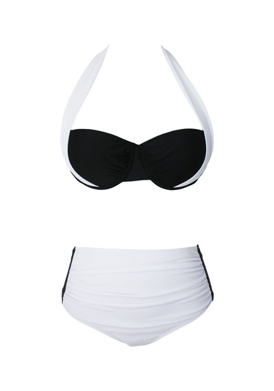 Angelsin Kaplı Siyah Beyaz Tasarım Bikini (402449890)