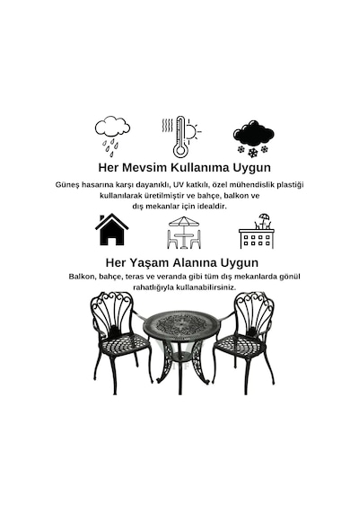 Ceritti Ferforje Görünümlü Bahçe Masa Ve Sandalye Takımı, Bahçe, Balkon Ve Dış Mekanda Kullanılabilir, 2 Yıl Garantili, 150 Kg Taşıma Kapasiteli, Plastik Masa Ve Sandalye Takımı Siyah, Standart Ceritti Ferforje Görünümlü Bahçe Masa Ve Sandalye Takımı, Bahçe, Balkon Ve Dış Mekanda Kullanılabilir, 2 Yıl Garantili, 150 Kg Taşıma Kapasiteli, Plastik Masa Ve Sandalye Takımı Siyah, Standart
