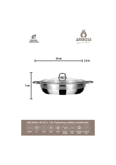 Saphire 24 Cm Cam Kapak Basık Tencere