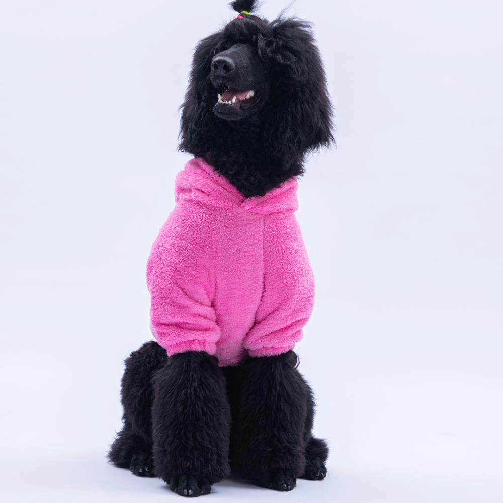 Pembe Lucca Teddy Hoodie Ayı Kulaklı Peluş Orta Büyük Irklar Köpek Kıyafeti Köpek Sweati