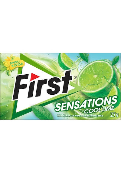First Sensations Cool Lime Misket Limonu Ve Nane Aromalı Şekersiz Tatlandırıcılı Sakız 3'lü Paket