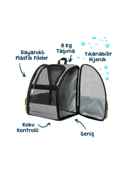 Missidea Brave Paws Piramit Model Fileli Kedi Ve Köpek Taşıma Çantası Gri