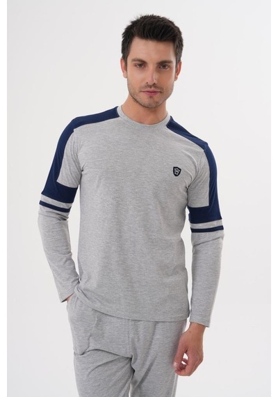 Mecit Pijama Mecit 2990 Erkek Gri Uzun Kollu Pijama Takımı Gri