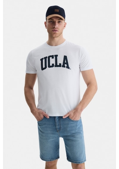 Ucla Culver Beyaz Bisiklet Yaka Baskılı Standard Fit Erkek Tshirt Beyaz