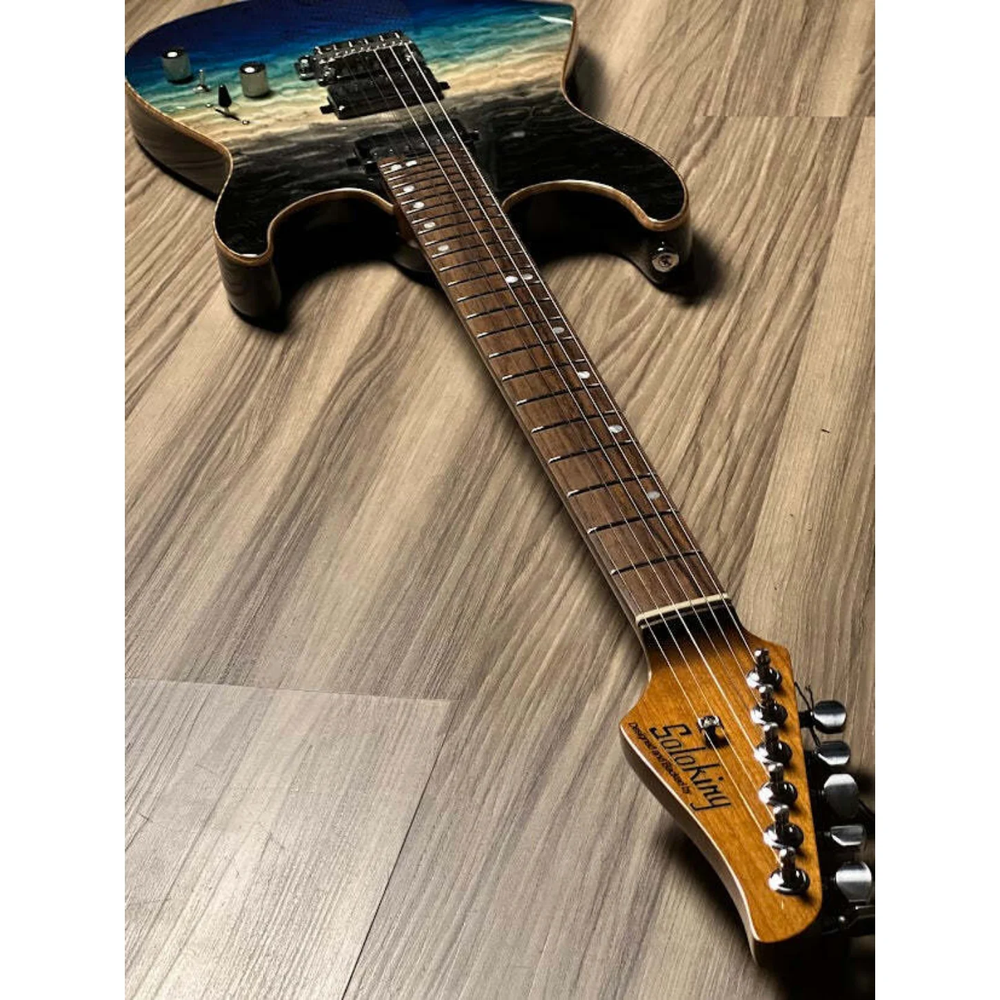 Soloking Ms-1 Custom 24 Hh Quilt With Rosewood Fb İn Ocean Storm Double Wipeout Jescar W/gigbag