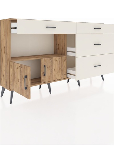 Arges Konsol Tek Raflı 4 Çekmeceli 2 Kapaklı 176x30x99 Çam-çam/ay Çam-çam/aytaşı Arges Konsol Tek Raflı 4 Çekmeceli 2 Kapaklı 176x30x99 Çam-çam/ay Çam-çam/aytaşı