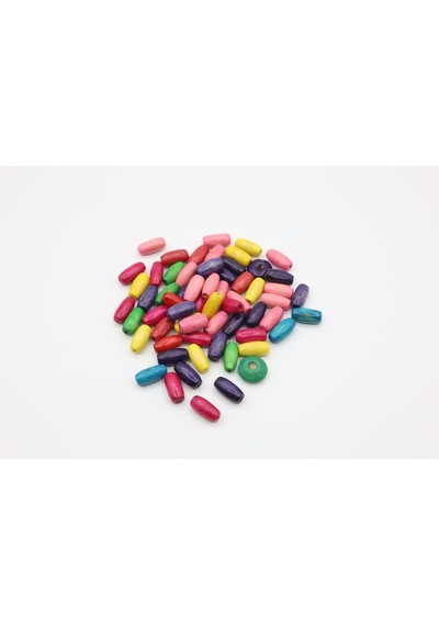 Ahşap Boncuk Arpa Modeli 6x15 Mm çok renkli