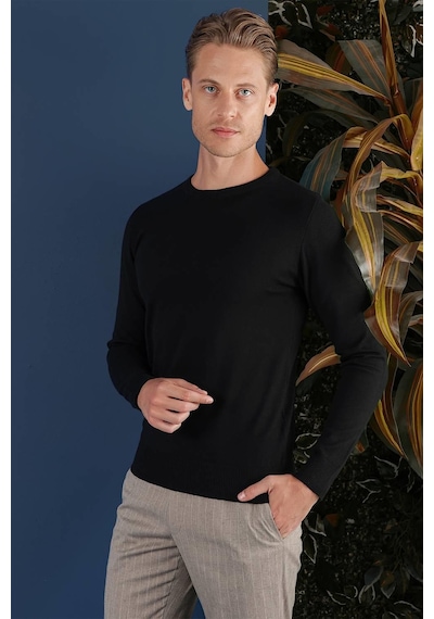 Efor Tr 858 Slim Fit Siyah Klasik Triko Siyah