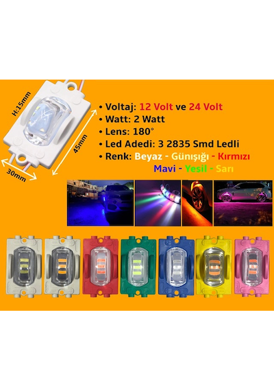 12 - 24 Volt 2 Watt Dış Ip65 Lensli Dar Açılı Modül Led