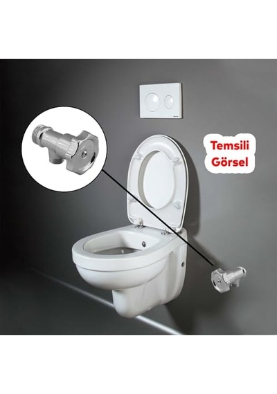 Badem10 Çevirmeli Taharet Musluğu Metal Rezervuar Ara Musluk Wc Klozet Alafranga Flex Hortum Bağlantı