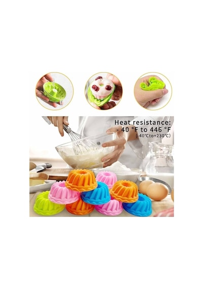 Silikon Mini Kek Pasta Kurabiye Kalıbı 6 Adet Muffin Cupcake Kalıbı Çok Renkli