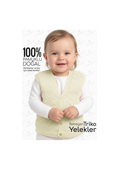 Bebegen Triko Krem Bebek Yelek Çok Renkli